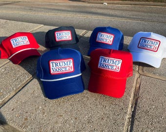Trump Vance for President 2024 Vintage Rope Style Trucker Hat With Embroidery Patch Etsy