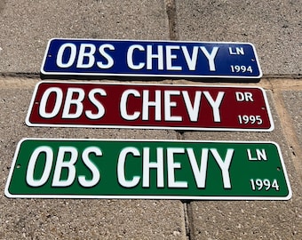 Custom Chevy OBS Truck Street Sign – Personalized Man Cave Decor
