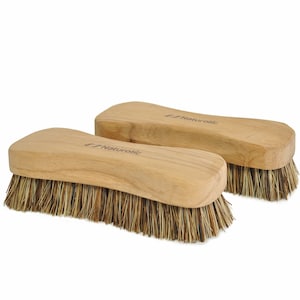 Wooden Scrub Brush Set with Natural Palmyra and Tampico Bristles | Eco-Friendly Kitchen & Tile Cleaning | Pack of 2 Compostable Brushes