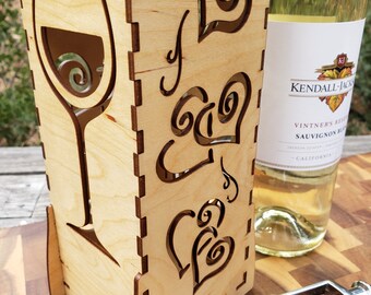 Mother's Day Wine Box, Wooden Wine Box, Laser Cut Wine Box, Wine Box Gift, Wedding Gift