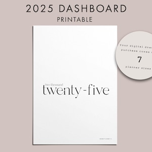 2025 Minimalist Planner Dashboard, PRINTABLE, Planner Divider, Digital Download, Neutral Dashboard, Comes with 7 Planner Sizes