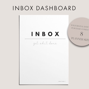 Inbox Get Shit Done Planner Dashboard, UTSKRIVBAR, Planner Divider, Digital nedladdning, Neutral Dashboard, Pocket/Personlig/A5 Dashboard