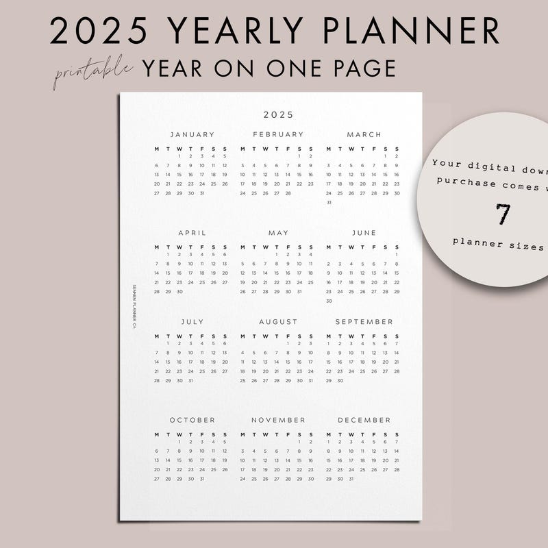 Year at a Glance Personalized Etsy