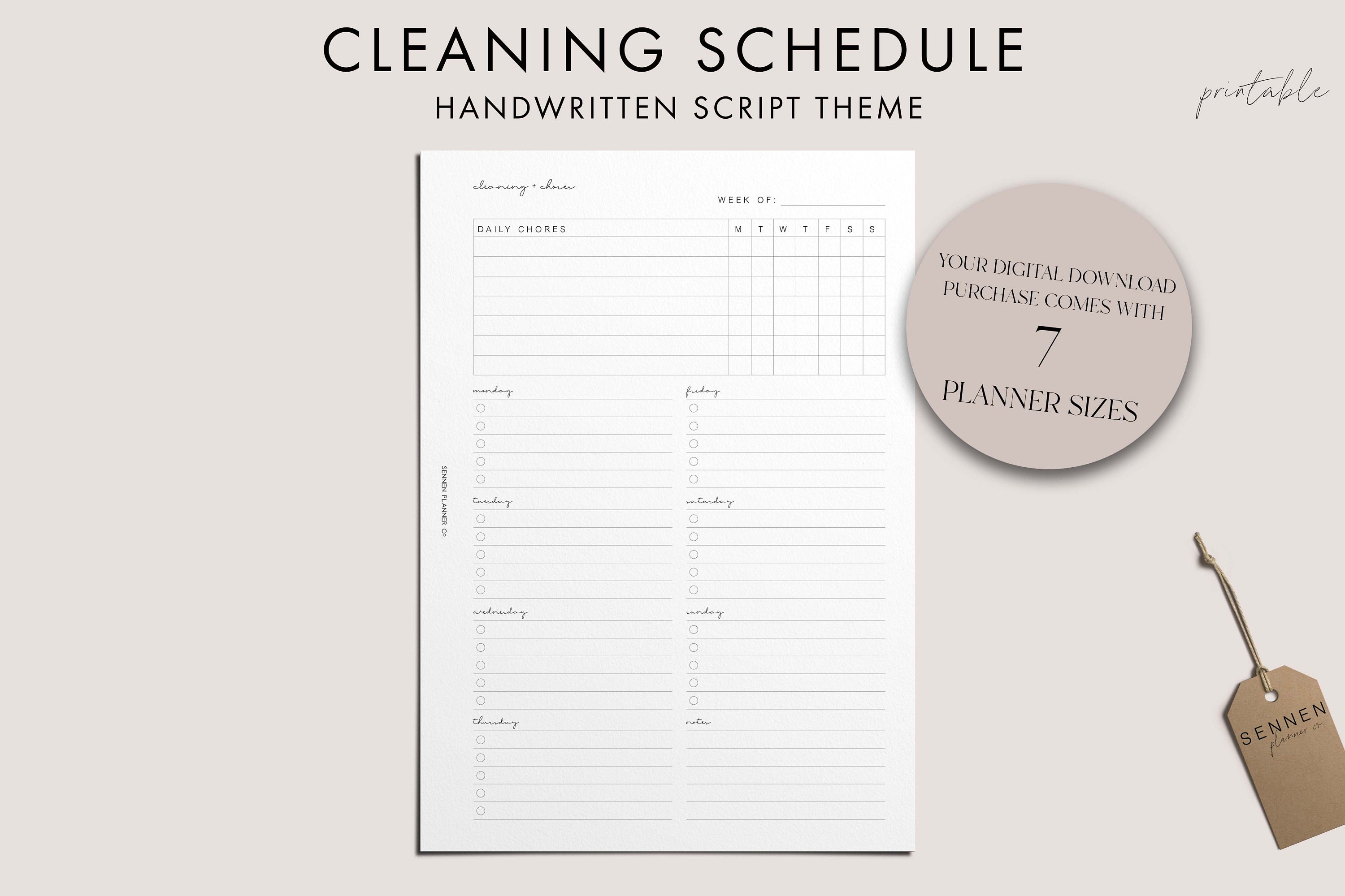 Cleaning Schedule PRINTABLE Insert, Cleaning and Chores, A5/happy ...