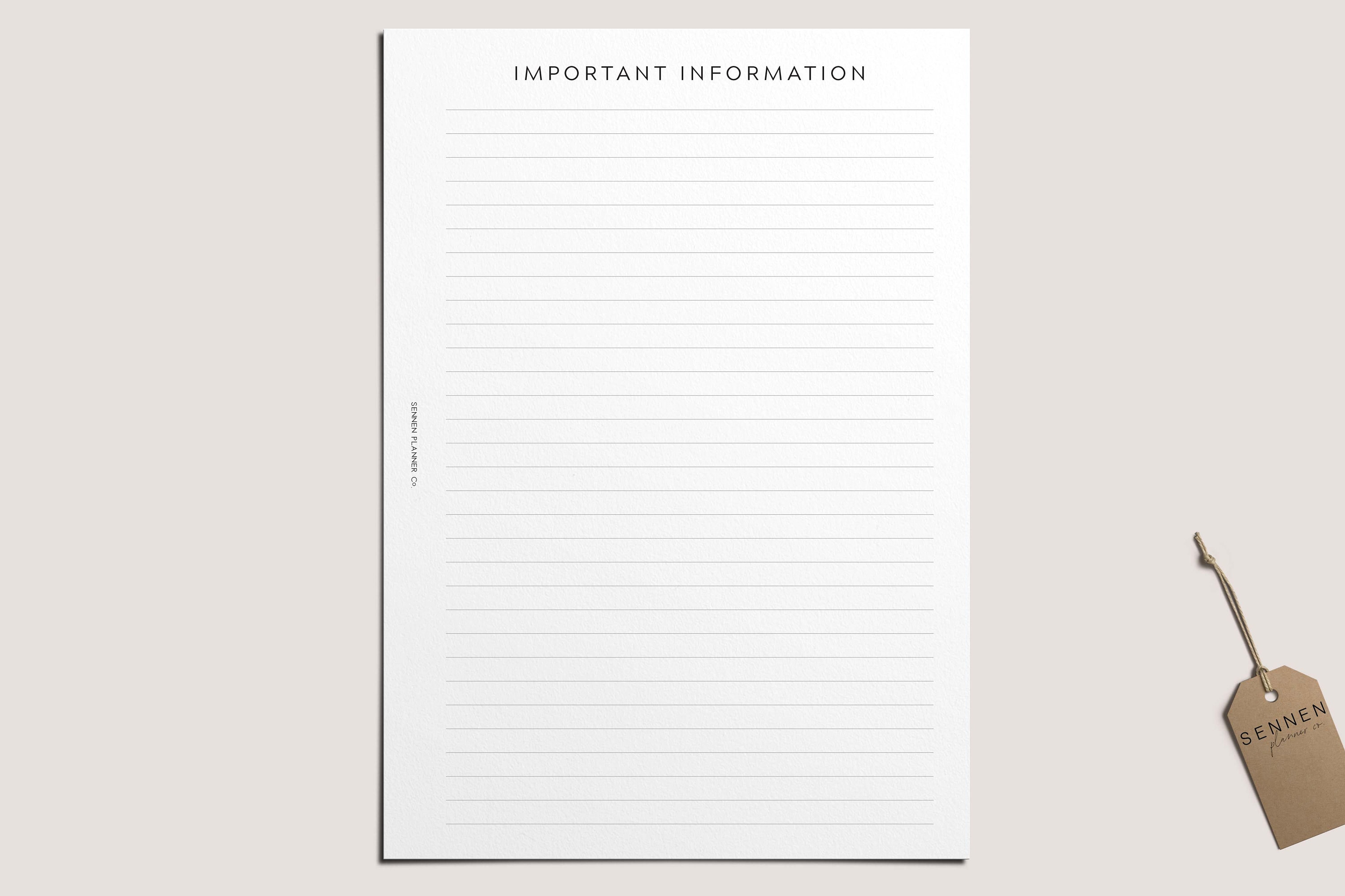 Important Information PRINTABLE Planner Insert Password - Etsy