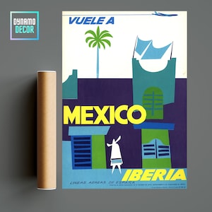 Mexico Iberia Central American- America Travel Poster - Vintage Retro Travel Wall Art Decor- Minimalist Travel -Travel Poster Gift ideas