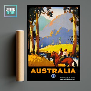 Australie - Australie Affiche de voyage - Vintage Retro-Travel Wall Art Decor - Affiche de voyage minimaliste Idées cadeaux