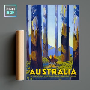 Australie Rainbow Trees Australie Affiche de voyage - Vintage Retro-Travel Wall Art Decor - Minimalist Travel Poster Idées cadeaux