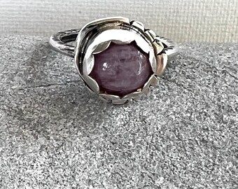 Pink Calcite Statement Ring: Handcrafted Sterling Silver Band