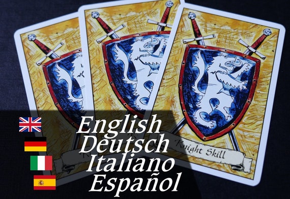 Knight Skills Cards English Deutsch Italiano Espanol for Heroquest great  for a Mythic Paladin Commander 