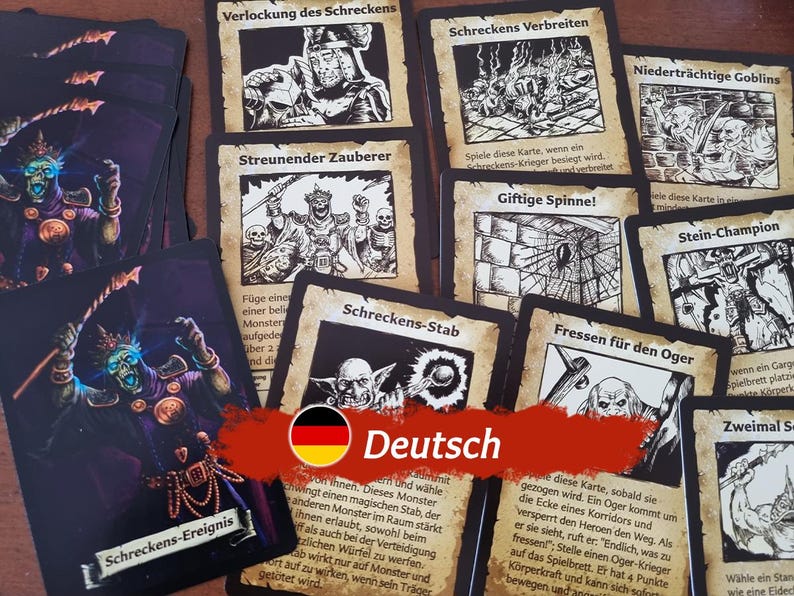 Dread Event Cards: Custom HeroQuest Add-On - Evil Wizard Deck (40 cards, 2021 style) German