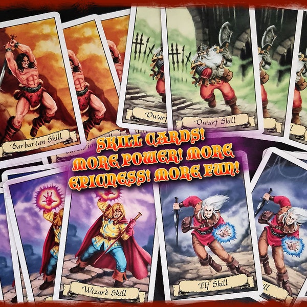 40+ Hero Skill cards UK DE IT - mythic cards for HeroQuest vintage 1989-1992