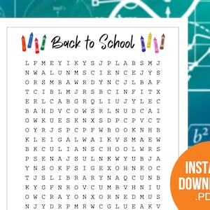 Juego de búsqueda de palabras de fiesta de regreso a la escuela - Juego de fiesta imprimible para niños