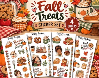 Fall Treats Sticker Set | Autumn Dessert, Baking, Cozy Food (4 Sheets)