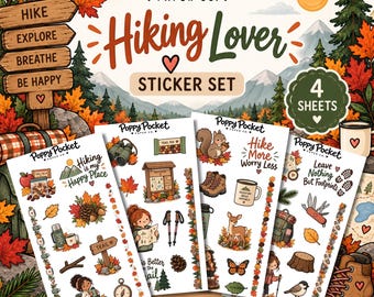 Hiking Lover Sticker Set | Autumn Nature, Adventure Planner Decor (4 Sheets)