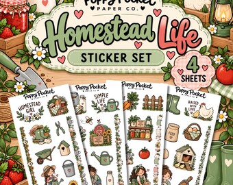 Homestead Life Sticker Set, Homesteading Stickers, Farm Life Stickers, Garden Stickers, Simple Living Stickers, Homesteader Gift
