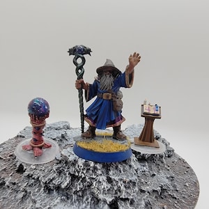 Painted Wizard With Crystal Ball And Spellbook