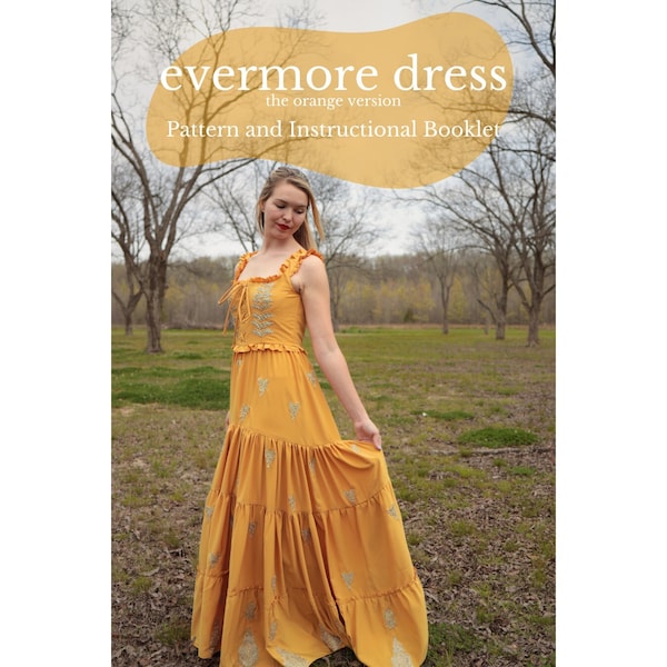 evermore dress Pattern and Instructional Booklet- Orange and Bronze versions. Inspired Taylor Swift's Dresses from the Eras Tour.