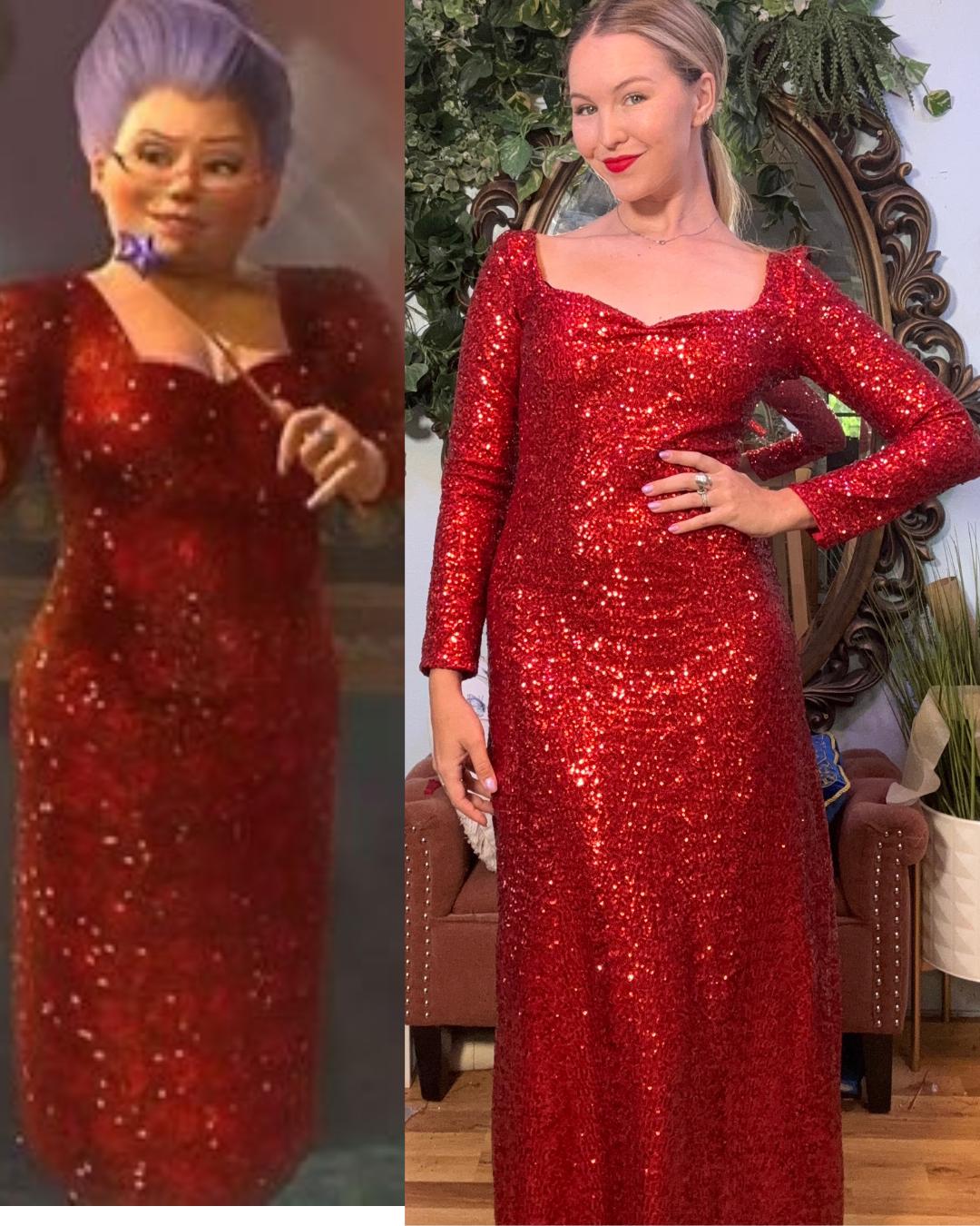 green emerald velvet dress Cordelia Sequin Maxi Dress in Red main image 1