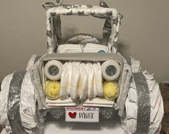 Jeep Diaper Cake/diaper cake/baby shower gift/baby shower centerpiece/baby shower diaper cake/baby boy shower/baby girl shower