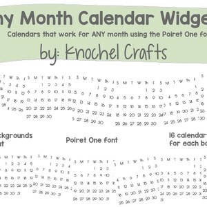 Any Month Calendar Widgets - Poiret One