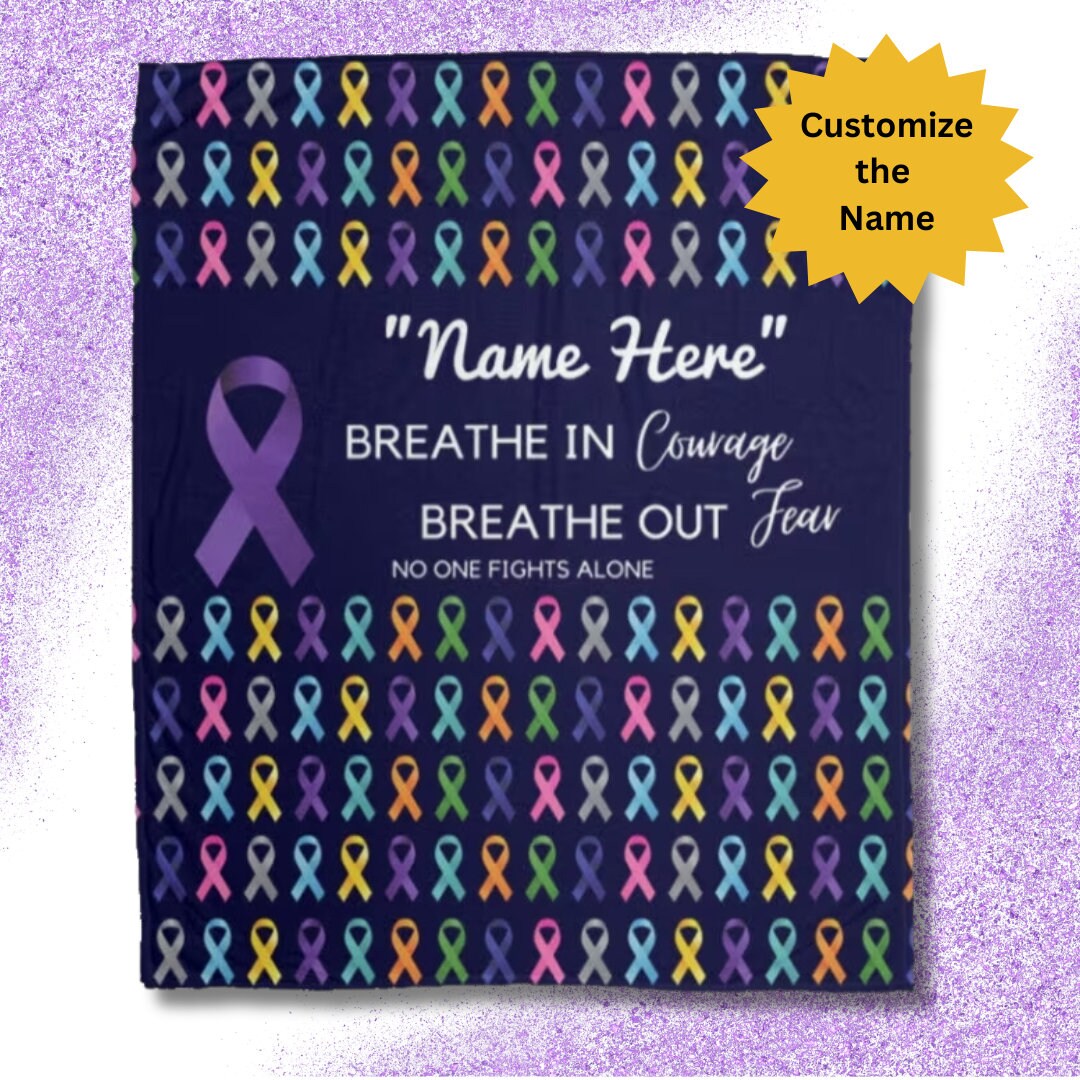 Custom Pancreatic Cancer Blanket Gift Personalized by Name Encouragement for Mother, Father