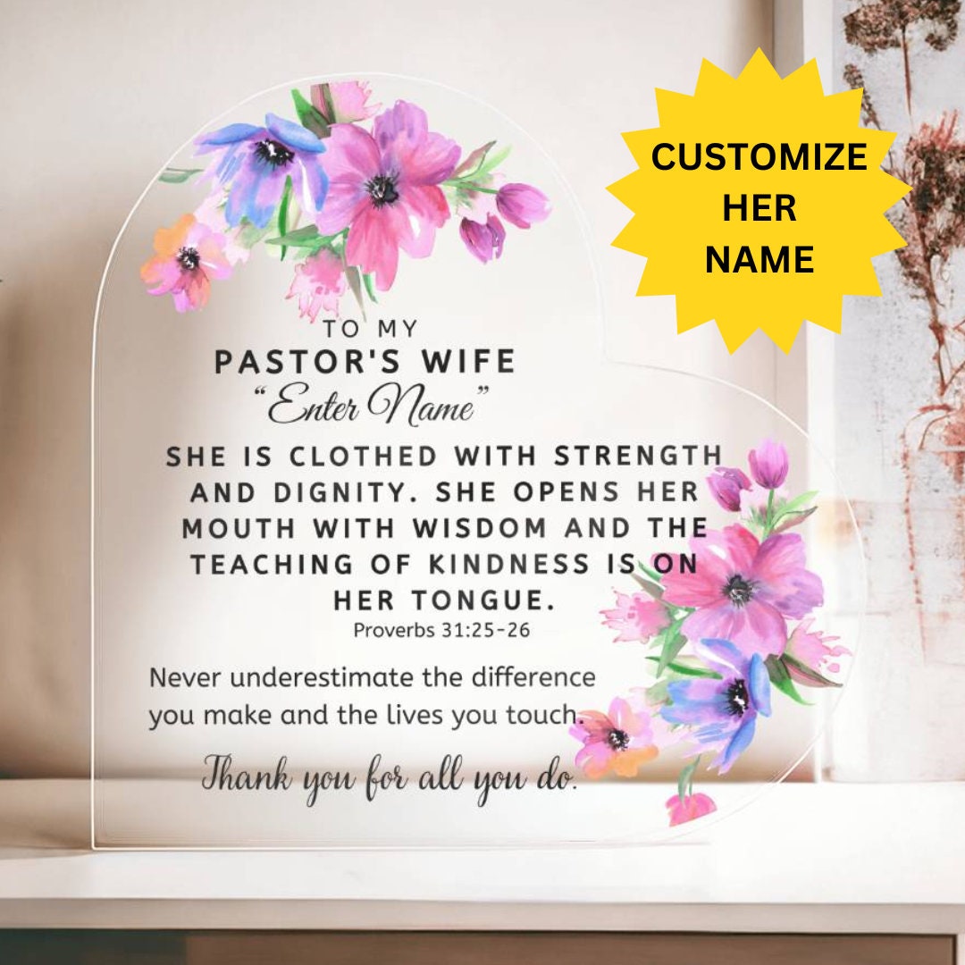 Pastor's Wife Appreciation Gift Custom Gift for Pastor's Wife, First