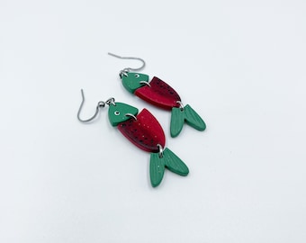 Salmon Earrings, Fish Earrings , Alaskan Earrings, Angler Earrings, Handmade Gifts, Polymer Clay