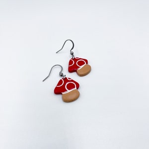 Mushroom Earrings | Cottagecore Jewelry | Mini Mushroom Dangles | Mushroom Hoops | Handmade Jewelry | Polymer Clay Earrings