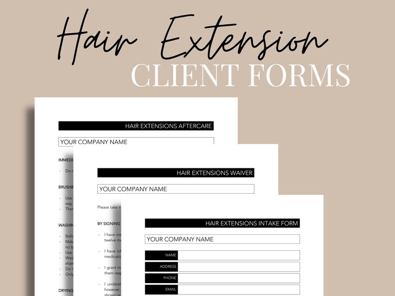 Hair Extensions Consultation Form, Hair Extensions Consent Form, Hair