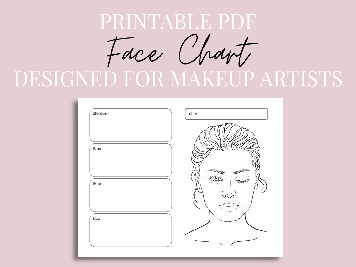Face Chart Makeup, Face Chart for Makeup Artists, Face Chart, Makeup