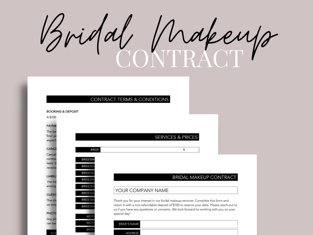 Bridal Makeup Contract, Wedding Makeup Contract, Bridal Makeup Price