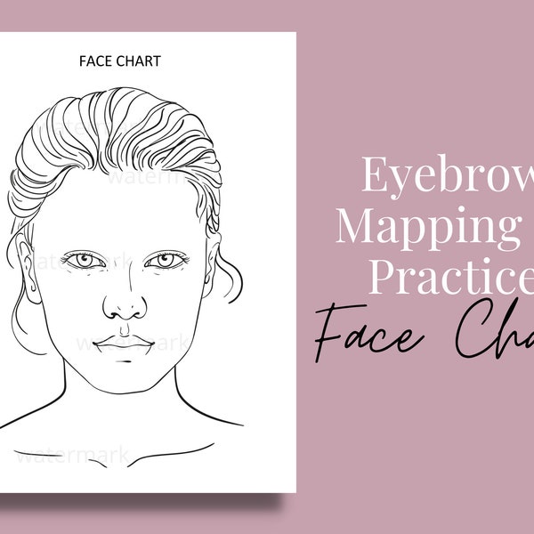 Face Chart For Eyebrow Practice, Face Chart No Eyebrows, Eyebrow Practice Sheet, Eyebrow Mapping, Microshading Practice