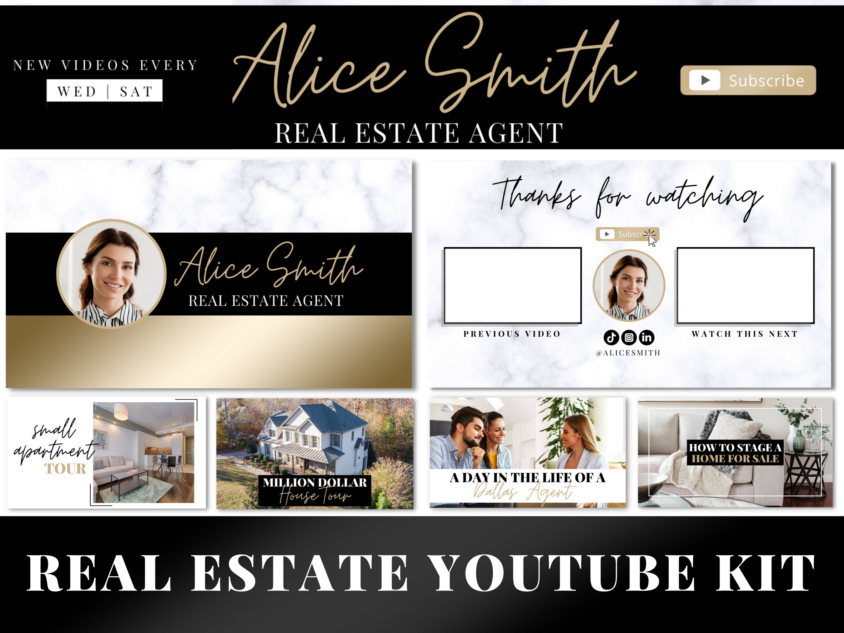 Real Estate Youtube Kit, Youtube Branding Kit for Real Estate Agents