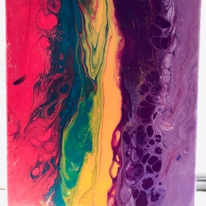 Fluid Art Painting: Colorful Abstract Acrylic on Canvas (9x12)
