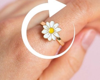 Daisy Anxiety Fidget Ring | Anxiety Ring | Skin Picking | Worry Ring | Gift for Her | Cute Ring | Spinner | Adjustable Ring | Stress-Relief