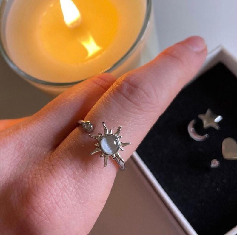 Star Anxiety Ring: Worry Ring Anxiety Ring Fidget Ring Skin Picking Mindfullness Gift for her Spinner Ring Bild 3