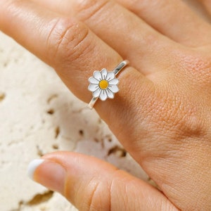 Daisy Anxiety Fidget Ring Anxiety Ring Skin Picking Worry Ring Gift for Her Cute Ring Spinner Adjustable Ring Stress-Relief image 5