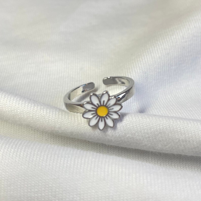 Daisy Anxiety Fidget Ring Anxiety Ring Skin Picking Worry Ring Gift for Her Cute Ring Spinner Adjustable Ring Stress-Relief image 6