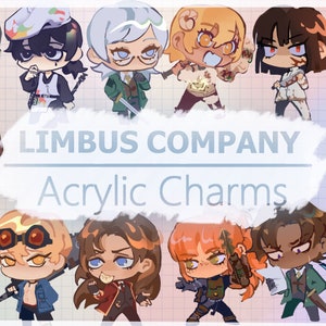 Könnte beinhalten: Ein Set mit 14 bunten Acryl-Anhängern mit Charakteren aus der Limbus Company. Die Anhänger sind im Chibi-Stil gestaltet und zeigen verschiedene Charaktere mit unterschiedlichen Gesichtsausdrücken und Accessoires. Die Anhänger sind perfekt, um Taschen, Rucksäcken oder Schlüsselanhängern eine persönliche Note zu verleihen.