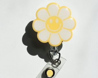 Daisy Flower Badge Reel | Smiley Face Badge Reel | Cute Badge Reel