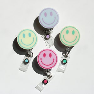 Smiley Face Badge Reel | Cute Badge Reel | Colorful Pastel Badge Reel