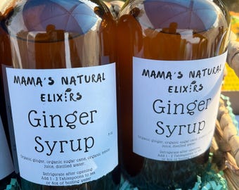 Jarabe de jengibre orgánico de 16 oz - Mama’s Natural Elixirs
