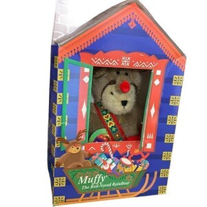 NWT NIB Muffy Plush Stuffed Animal Red-Nosed ReinBear One Size Brown