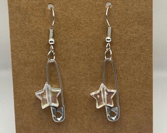 Star Safety Pin Earrings