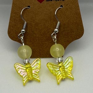 Yellow butterfly earrings