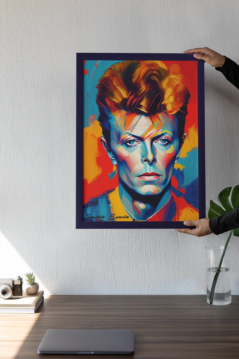 David Bowie Oil Painting pop Art Colorful Portrait Poster Etsy