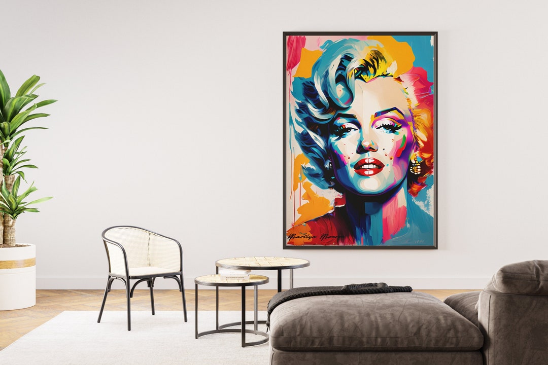 Marilyn Monroe Oil Painting Colorful Portrait Poster High - Etsy