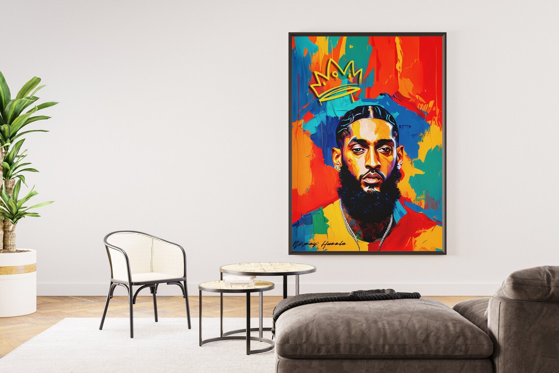 Nipsey Hussle Oil Painting Colorful Portrait Poster High Etsy