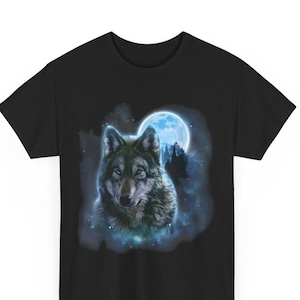 T-Shirt, Grey Wolf Hunting Ground, Icy Moon, Forest, Galaxy T-Shirt, Grey Wolf Hunting Ground, Icy Moon, Forest, Galaxy